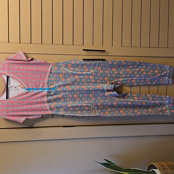 Natural Life Mix & Match Thermal Boho Jumpsuit Pink And Green Floral Size Medium - Picture 3 of 8